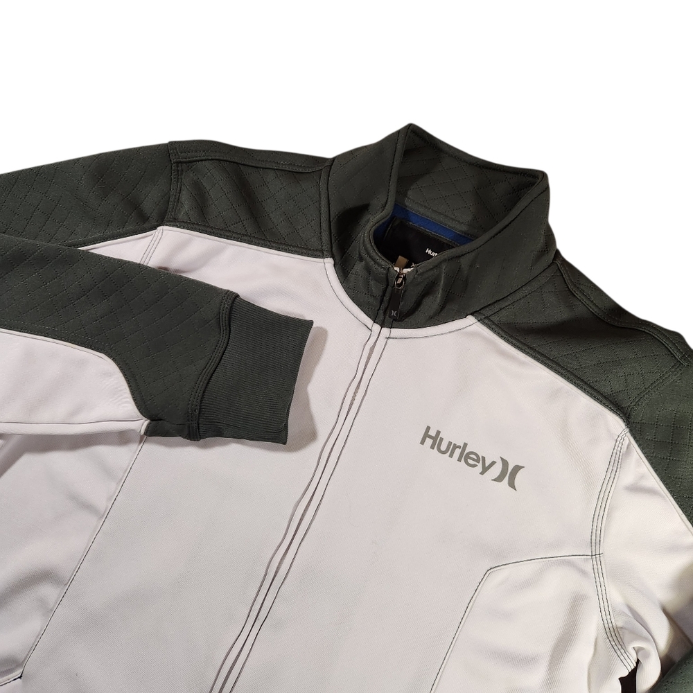 Hurly Connect 3.0 Jacket Mens XL White Gray Lightweight Full Zip Quilted Buckle